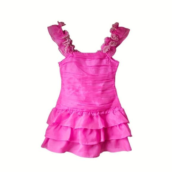 Loveshackfancy Sheer Roses Tiered Ruffled Filmy Chaya Dress Sz 8 NWT Flirty Fuch - Picture 10 of 16